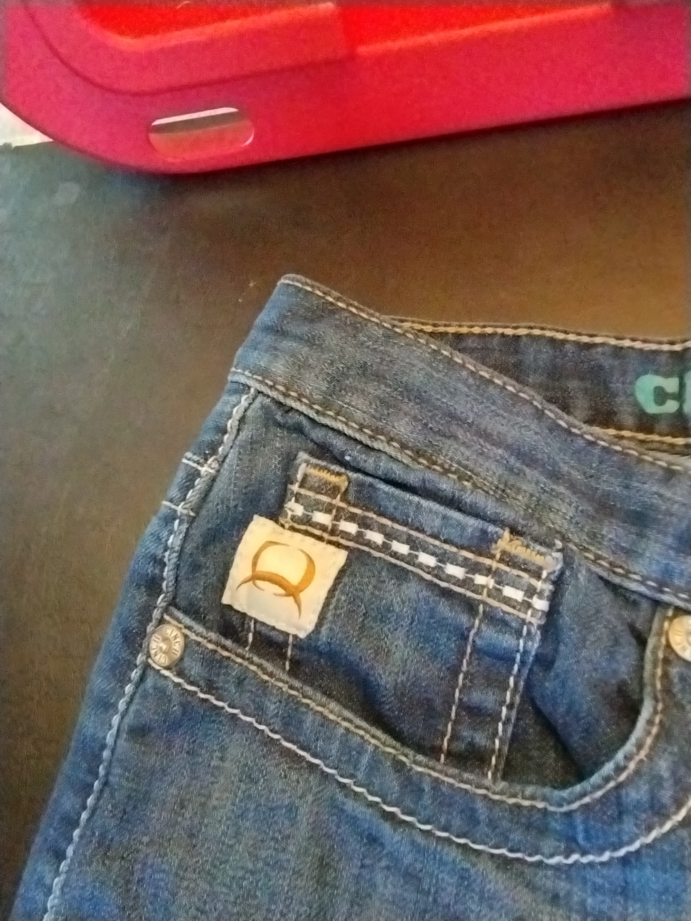 Cinch Blue Denim Jeans with Gold Zipper Accents 30X30 - Picture 3 of 9